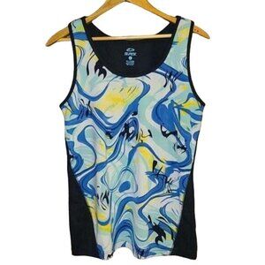 Ikonik Large Athletic Running Patterned Workout Tank with Shelf Bra